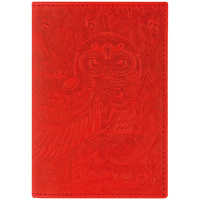 Обложка для паспорта OfficeSpace 'Сова', кожа, тиснение, красная