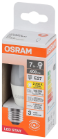 Лампа светодиодная Osram E27 6.5Вт теплый белый свет свеча