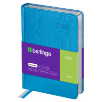 Ежедневник датированный Berlingo Starlight голубой, A6, 184 листа, под кожу, сер. срез, 2024