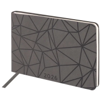 Еженедельник датированный 2026 МАЛЫЙ ФОРМАТ 105х160 мм, А6, BRAUBERG 'Imprint', тиснение, черный, 11