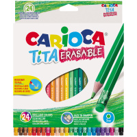 Карандаши цветные пластиковые стираемые Carioca 'Tita Erasable', 24цв., заточен., картон, европодвес