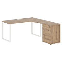 Стол эргономичный с тумбой EQCET 1518(R) Дуб Денвер светлый/Белый 1560х1880х750 EDIS
