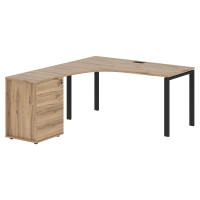 Стол эргономичный с тумбой EUCET 1518(L) Дуб Денвер светлый/Черный 1560х1880х750 EDIS