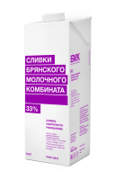 Сливки Брянский молочный комбинат ультрапастеризованные 33%, 1кг