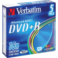 Диск DVD+R Verbatim 4.7Gb, 16x, Slim Case, 5шт/уп