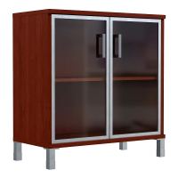 Шкаф низкий Skyland Born B410.4, бургунди, 900х450х920мм, со стеклом в раме