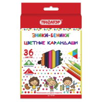 Карандаши цветные ПИФАГОР 'ЭНИКИ-БЕНИКИ', 36 цветов, классические заточенные, 181349