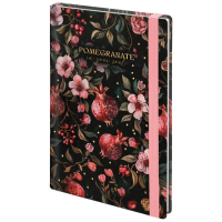 Ежедневник недатированный с резинкой А5 145х203 мм, BRAUBERG, твердый, фольга, 128 л., 'Flower', 116