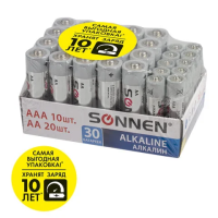 Батарейка Sonnen Alkaline AA LR06  AAA LR03, алкалиновая, 20+10шт/уп