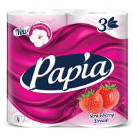 Бумага туалетная Papia 'Strawberry Dream', 3-слойная, 4шт., ароматизир., розов. тиснение, белый