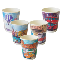 Стакан одноразовый DW9 Биг Сити Лайф, 260мл, бумажный, для горячих напитков, 20шт/уп