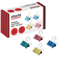 Зажимы для бумаг Attache 15мм, 12шт/уп, цветные