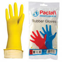 Перчатки латексные Paclan Professional р.S, желтые, с х/б напылением