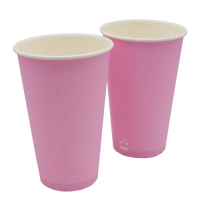 Стакан одноразовый Экопак 437мл, бумажный, розовый, 50шт/уп