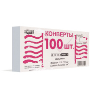 Конверт почтовый Officepost Е65 белый, 110х220мм, 80г/м2, 100шт, декстрин