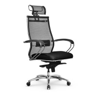 Кресло руководителя Метта Samurai SL-2.05 MPES, ткань-сетка/экокожа, черная, крестовина хром