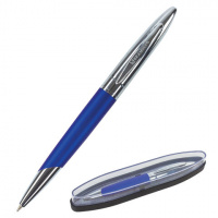 Ручка бизнес-класса шариковая BRAUBERG Echo, СИНЯЯ, корпус серебристый с синим, линия письма 0,5 мм,