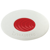 Ластик Brauberg Oval PRO 40х26х8 мм, овальный, красный пластиковый держатель, 229560