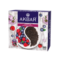 Чай Akbar Малина и черника, черный, 100 пакетиов