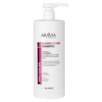 Шампунь Aravia Keratin Repair Shampoo для защиты структуры и цвета поврежденных и окрашенных волос, 1л