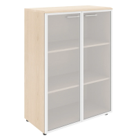 Шкаф средний Skyland Wave WMC 85.7, бук тиара, 856х432х1184мм, со стеклянными дверьми в алюминевой рамке, с топом