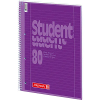 Тетрадь Brunnen фиолетовый, А4, 80 листов, в линейку, на спирали, картон, 67927-60