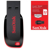 USB флешка Sandisk Cruzer Blade 32Gb, 26/18 мб/с, черно-красный