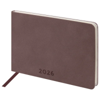 Еженедельник датированный 2026 МАЛЫЙ ФОРМАТ 105х160 мм, А6, BRAUBERG 'Unique', темно-коричневый, 117