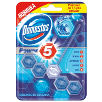 Освежитель для унитаза Domestos Power 5 Свежесть океана, 55г, подвесной блок