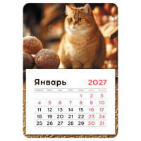 Календарь отрывной на магните, 130*180 мм, склейка BG 'Кот', 2027г.