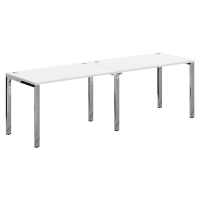 Стол 2-х местный XGWST 2470.1 Белый/Нержавейка полированная 2400х700х750