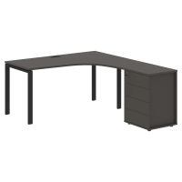 Стол эргономичный с тумбой EUCET 1518(R) Мокко/Черный 1560х1880х750 EDIS