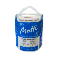 Бумажные полотенца Motti в рулоне, 120м, 2 слоя, белые, 266120