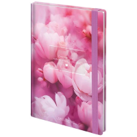 Ежедневник недатированный с резинкой А5 145х203 мм, BRAUBERG, твердый, 128 л., 'Peony', 116290