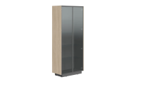 Шкаф шир. выс. со стеклянными дверями в раме СФ-574304 Дуб светлый/Черный графит 900х430х2100 LINE