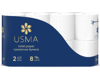 Туалетная бумага Usma белая, 2 слоя, 8 рулонов