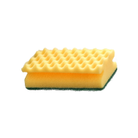 Губка для профессиональной уборки MERIDA, зеленый абразив, желтый ППУ, большая 14 х