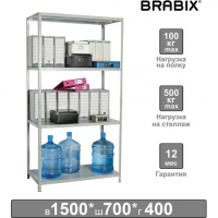 Стеллаж металлический Brabix MS-150/40/70-4 1500х700х400мм, 4 полки