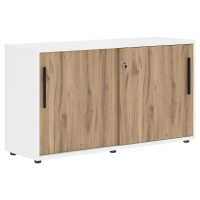 Шкаф низкий с дверьми ELC 1343 Дуб Денвер светлый/Черный/Белый 1346х430х750 EDIS