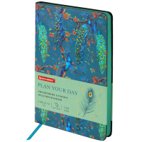Ежедневник недатированный Brauberg Vista Peacocks, A5, 136 листов, под кожу, гибкий
