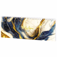 Планинг датированный 2026 285х112 мм, STAFF, гребень, картонная обложка, 64 л., 'Мрамор', 117364