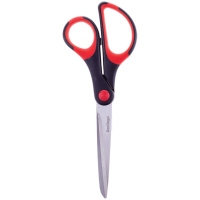 Канцелярские ножницы Berlingo Office Soft 21см, черно-красные, эргономичные ручки