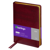 Ежедневник датированный Berlingo xGold бордовый, A5, 184 листа, под кожу, зол. срез, 2024
