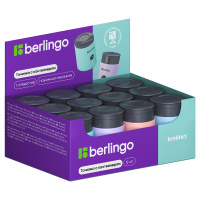 Точилка пластиковая Berlingo 'Instinct', с контейнером, 1 отверстие, ассорти, дисплей-бокс