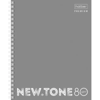 Тетрадь А5 80 л. HATBER Premium гребень, клетка, глянцевая ламинация, 'NEWtone PASTEL Серый жемчуг',