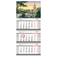 Календарь квартальный 3 бл. на 3 гр., 295*660 мм BG 'Парк', с бегунком, 2027г.
