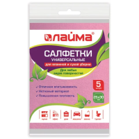 Салфетка хозяйственная Laima 25х30см, вискоза, розовая, 5шт/уп