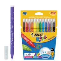 Фломастеры для рисования Bic Kid Couleur 12 цветов, суперсмываемые