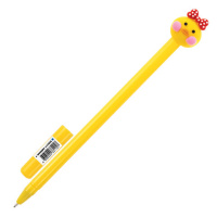 Ручка с топпером шариковая ЮНЛАНДИЯ 'Цыпленок', корпус ассорти, СИНЯЯ, пишущий узел 0,7 мм, 143808