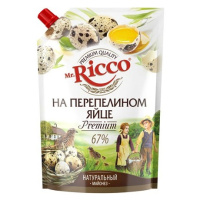 Майонез Mr. Ricco Organic на перепелином яйце, 67%, 800мл